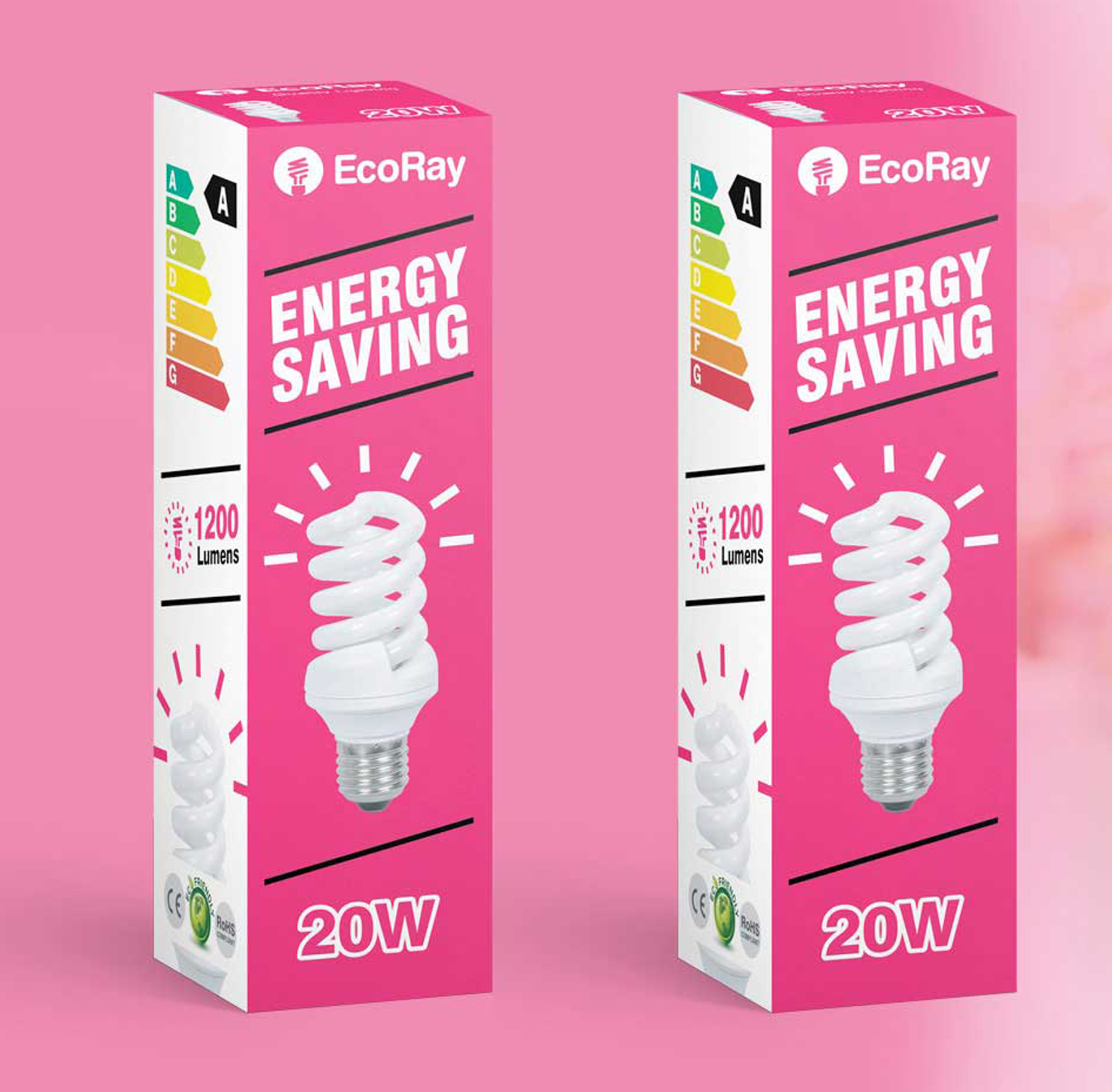 Energy saving bulbs packaging branding by red chilli design