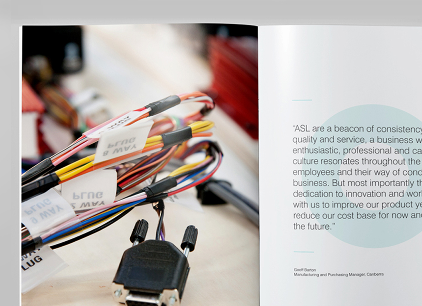 asl assembly solutions company brochure designs marketing by red chilli design