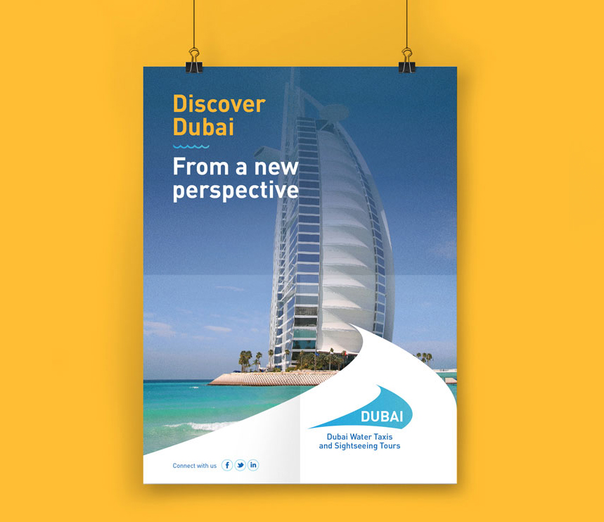 dubai marina taxi boats branding leaflet map design by red chilli design