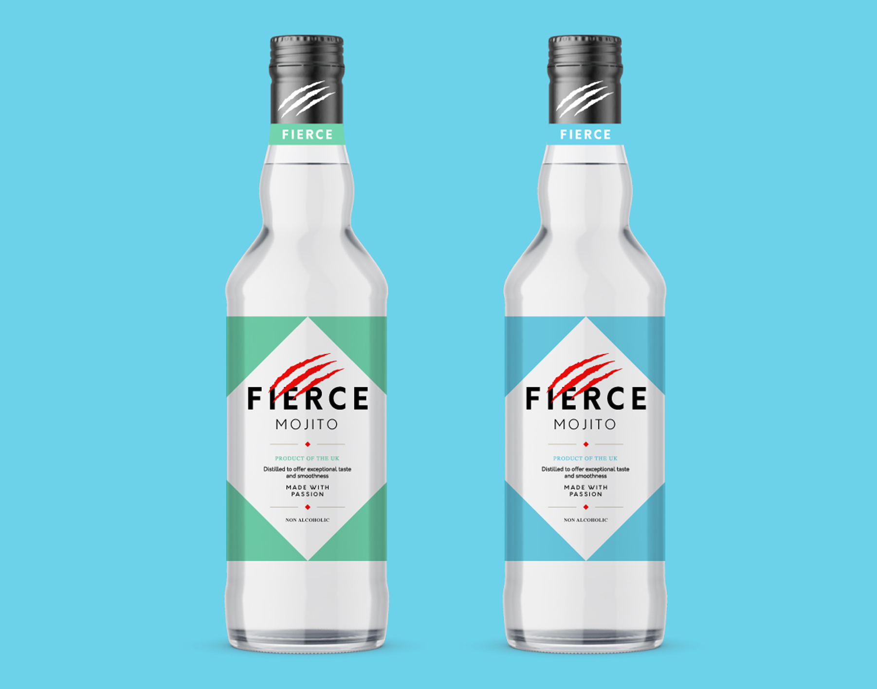 fierce mojito branding alcohol free drink packaging design by red chilli design
