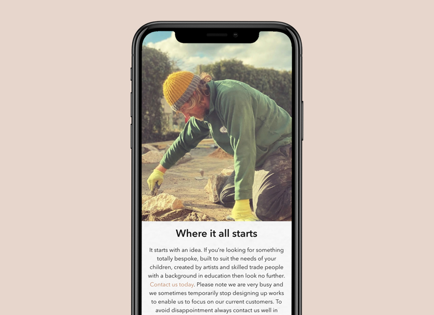 natural play areas web site design by red chilli design