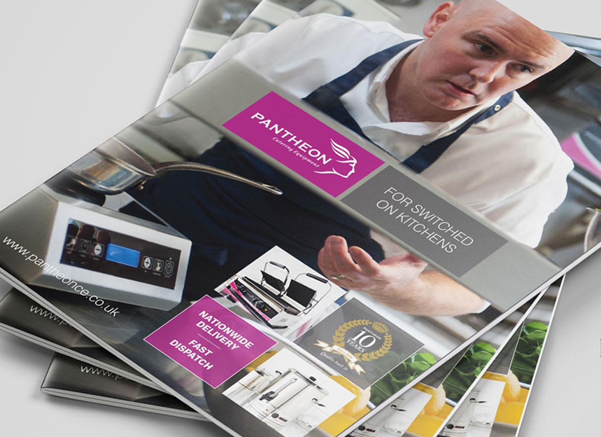 pantheon catering own brand kitchen products catalogue design by red chilli design