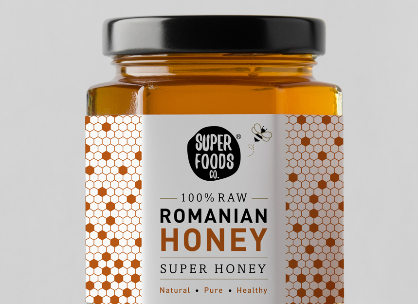 super honey foods packaging romainian label design by red chilli design
